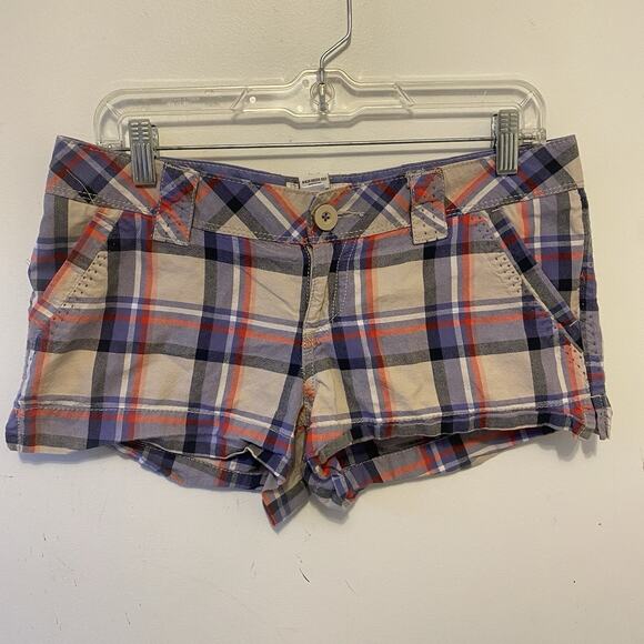 Y2K So Women Jrs 9 Plaid Bootie Shorts Micro Mini LowRise Multicolor Cotton - Picture 5 of 8